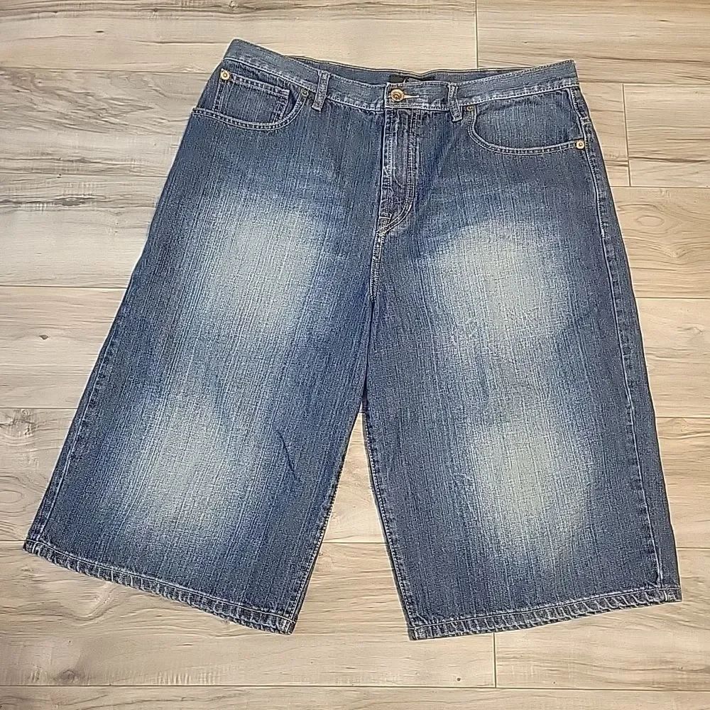 Sean John Jean Shorts Mens 38‎ Blue Denim Baggy Y2K Hip Hop Embroidered VGT